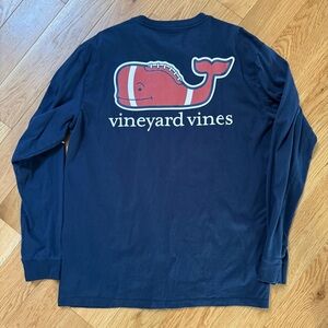 Vineyard Vines Football Navy Cotton Tee, Large